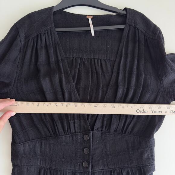 Free People Jumpsuit Small Linen Blend Wide Leg True Lovin One Piece V Neck Boho - Picture 11 of 11